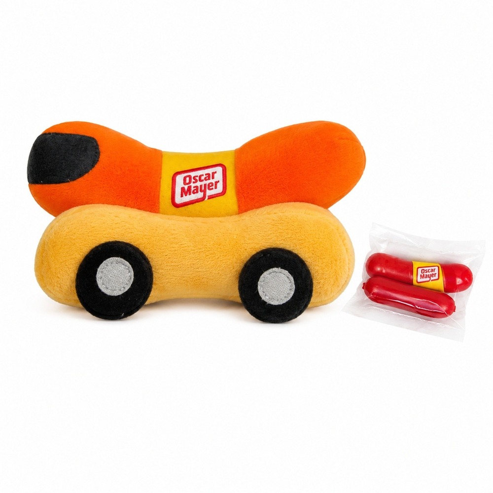 Oscar Mayer 7in Plush Wienermobile and Plastic Whistle Set Advertising Orange